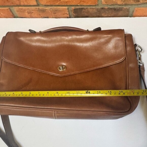 COACH Vintage Lexington Leather TurnLock Briefcase Messenger Bag Brown Crossover - Picture 13 of 16